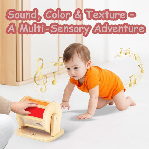 Tummy 1-3 Dailyfunn Montessori Toys Wooden Spinning Drum Time Floor Mirror Toy for Babies Toddlers Years Old