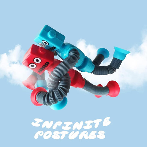 Fpjlokf 4 3-9 Pcs Telescopic Suction Cup Robot Toy, Coolest Pop Tubes Sensory Toys for Toddlers, Educational Fidget