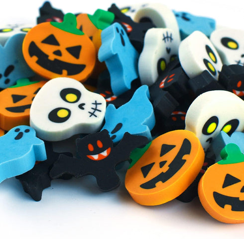 Halloween Mini Erasers Bulk Set, Pumpkin Ghost Bat Erasers for Kids Trick or Treat Goody Bag Filler Party Favors