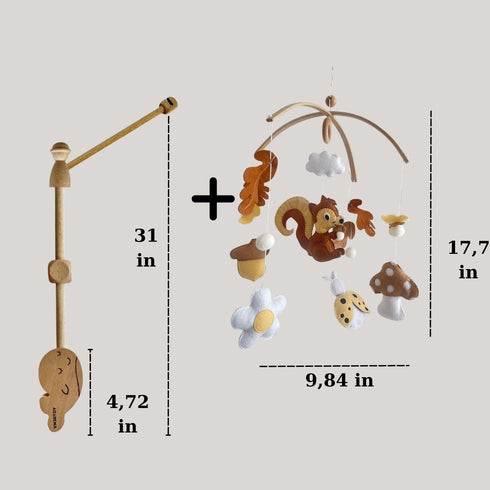 Baby Mobile for Crib, Adjustable Wooden Arm Holder, Easy Install Nursery Accessory, Natural Gift for Newborn