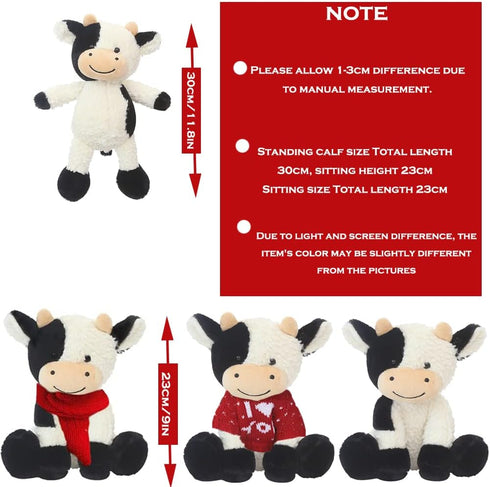 Cute Cuddle Cow Plush, 11.8" Small Cow Stuffed Animal, Party Decor Gifts for Kids