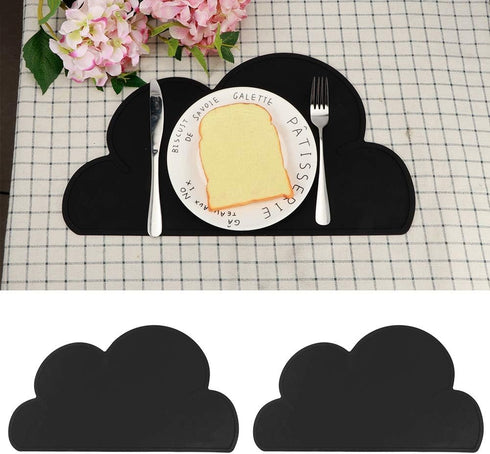 2pcs Children Cloud Shape Placemat, Silicone Suction Baby Bowl Insulation Feeding Plate Set