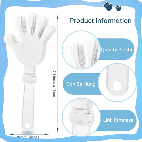 ZCYSRLQIN 36 7.5 Inch Pcs White Hand Clappers Clappers Noisemakers Noise Makers Party Favors Plastic Party Clapper
