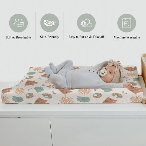 Summer 32''16'' Boho Beach Changing Pad Covers for Baby Girls Boys Retro Seaside Holiday Fitted Change Table Pad Covers