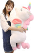 Unicorn Plush Hugging Pillow, Big White Stuffed Animal Body Pillow Toy for Kids, Valentine, Christmas (39.3 in)