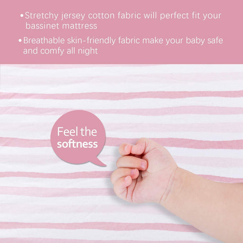 Bassinet Sheets, 2 Pack Compatible with Semphis 3 in 1 Bedside Bassinet and Arm's Reach Co-Sleeper, 100% Cotton Fitted