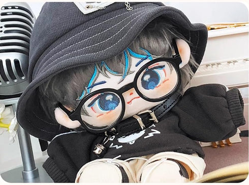 niannyyhouse 20cm Plush Doll Clothes, Hat, Long Sleeve T-Shirt, Pants, Glasses, Necklace, Shoes Demon Outfit