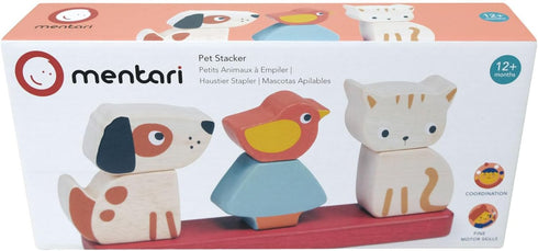 Pet Stacker - 7pcs Wooden Animal Stacker Toddler Toy - Natural Wood Educational Toy for Age 12M+