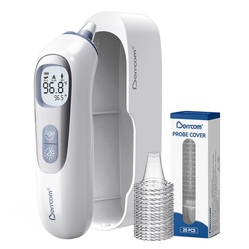 Berrcom Ear Thermometer with Heated Tip & Age Precision, Fever Alarm with