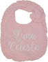 set Personalized Baby Girl Pink Ruffle Bib and Burp Cloth with First and Middle Name in Script Font
