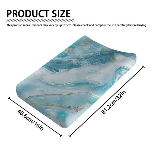 Teal Marble Diaper Change Table Covers Washable Changing Pad Cover for Baby Easy to Install Baby Nursery Diaper