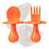 Grabease Baby Fork and Spoon Set, BPA-Free Self-Feeding Cutlery for Toddlers, Orange Utensils