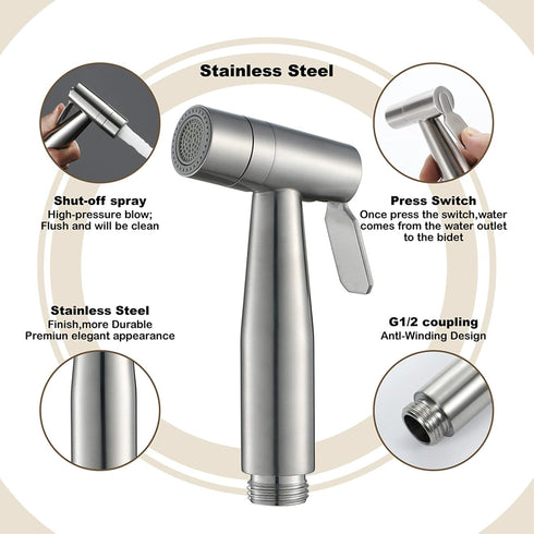PDOLIGBDN 2 HandheldSprayer Stainless Steel Chrome Cloth Diaper Sprayer FunctionSprayer for Toilet for Toilet