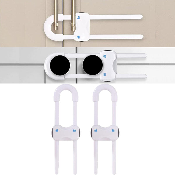 WENPENG Sliding Cabinet Locks for Baby, Baby Proofing Adjustable U-Shaped Baby Safety Latches