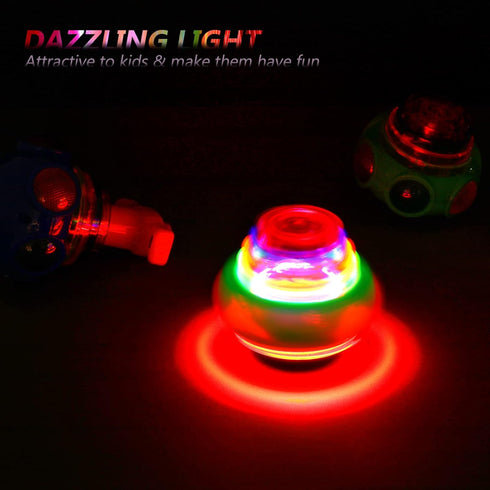 TOYANDONA 3 Pcs LED Light Up Spinning Top Toys, Flashing Music Spinning Tops for Kids Birthday Party Favors