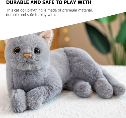Toddmomy Plush Stuffed Cat Doll Toy, Adorable Grey Cat Stuffed Animal, Cartoon Cat Doll for Kids Home Decor and Sofa