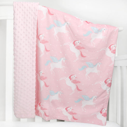 BORITAR Unicorn Baby Blanket, Soft Minky with Double Layer Dotted Backing, 30 x 40 Inch Pink