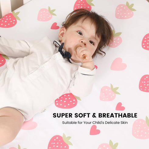 52x28 Inch Set 2 52x28 Inch (Pack 2)) Baby Crib Sheets Girl, Toddler Bed Sheets Fitted for Standard Crib Mattress