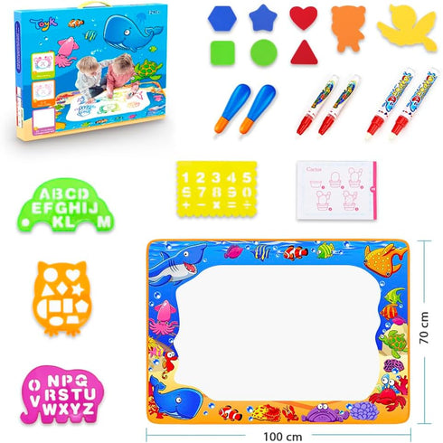 3 4 5 6 7 Water Doodle Mat - Kids Painting Writing Color Doodle Drawing Mat Toy Bring Magic Pens Educational Toys