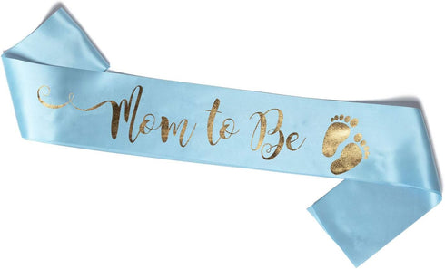 OLILLY Perfect Blue Mom to Be Sash - Celebrate Your Baby Shower