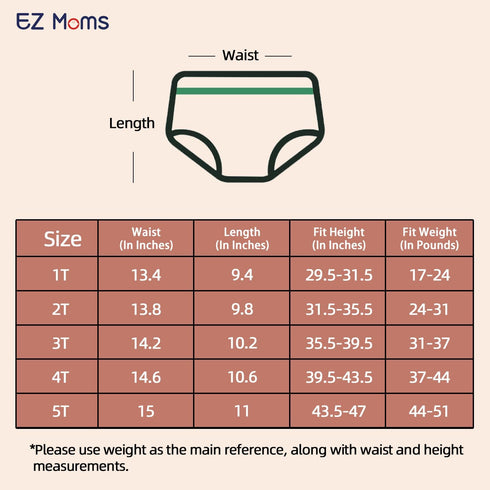 4 Packs 2T EZ Moms Plastic Pants for Toddlers Cloth Diaper Covers Soft Reusable Portable Rubber Pants for Toddlers Boys