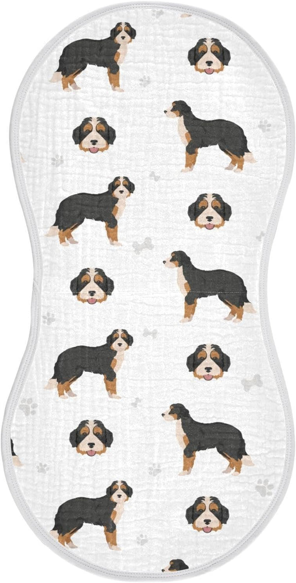 vvfelixl Burp Cloths Bernedoodle Dog for Baby Boy Girls Baby Washcloths Burp