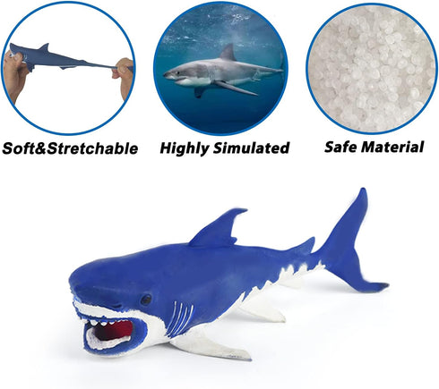 Axbotoy 10 Pack Toys,8" Set,Floating Shark Soft and Stretchy Realistic Shark Toy Bathtub Toys and Birthday Party Favors