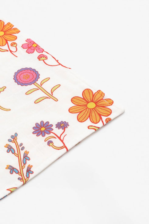 monica + andy Organic Baby Burp Cloth - Fresh Florals Design, One Size