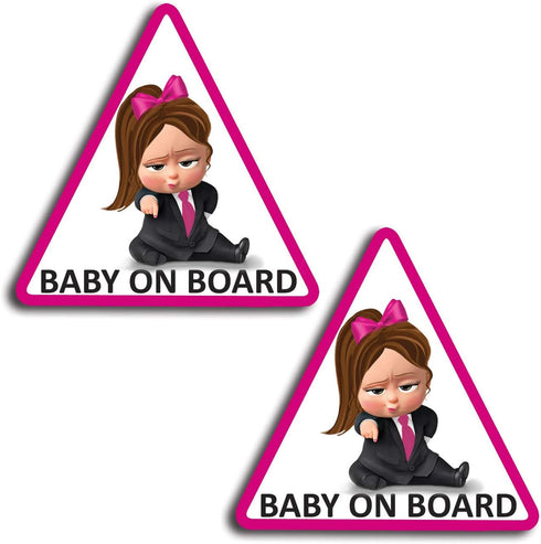 SkinoEu 2 x Vinyl Self-Adhesive Funny Stickers Baby on Board Girl Decal Car