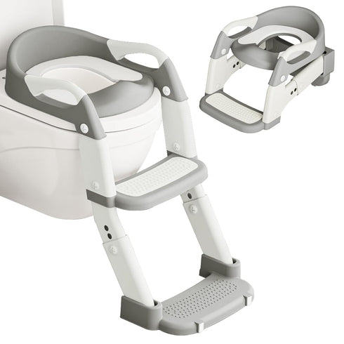 kimitimi 3-in-1 Potty Training Seat with Ladder Toddler Toilet Ladder Kids Toilet Chair