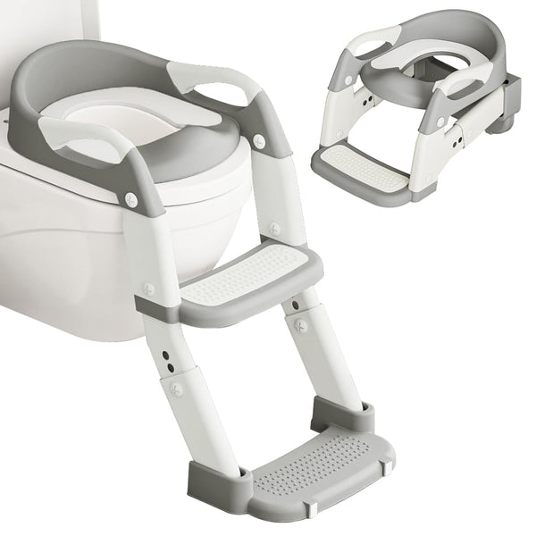 kimitimi 3-in-1 Potty Training Seat with Ladder Toddler Toilet Ladder Kids Toilet Chair