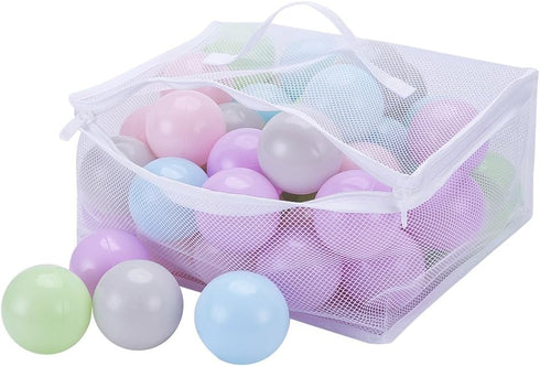 PlayMaty Ball Pit Balls - 2.75 inches Plastic Crush Proof Stress Balls, Phthalate & BPA Free, Pack of 50 with Storage