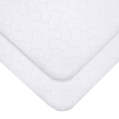 American Baby Company 2 Pack Waterproof Flat Reusable Bassinet Mattress Pad Protector, White, 15" x 33"