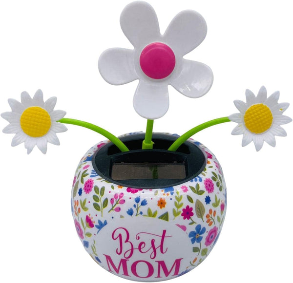 White Solar Dancer Figure - Solar Powered Dancing Car Dashboard Decor for Home and Desk