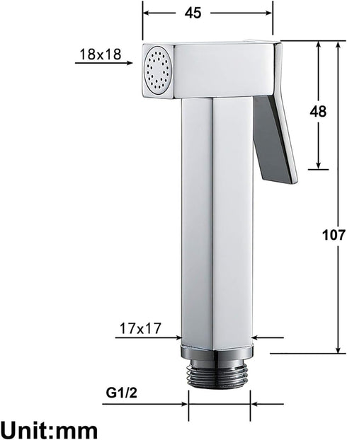 XKHLQLPEF Handheld Bidet Sprayer for Toilet, Brass Portable Cloth Diaper Sprayer Square Bathroom Bidet Sprayer Kit