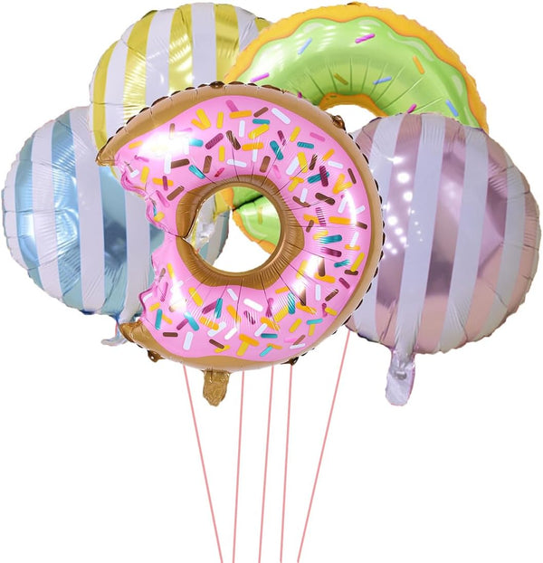 6PCS Big Donut Foil Balloons, Large Mylar Doughnut Balloons for Birthday Party Wedding Decoration Baby Shower