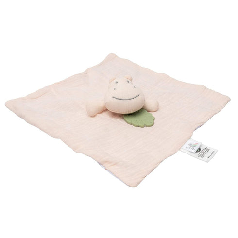 Hippo-Themed Comforter with Rubber Teether for Babies