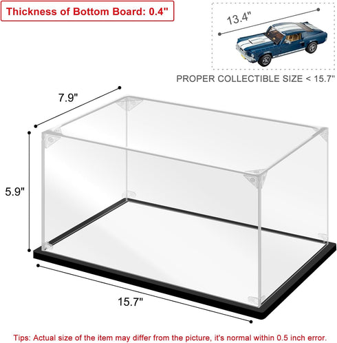 Acrylic Display Case for Collectibles, Clear Box for Lego 10265 Car Model Toys, 15.7*7.9*5.9 inch