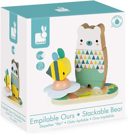 Janod Pure 2-in-1 Wood Stackable Bear for 12+ Months - J05156
