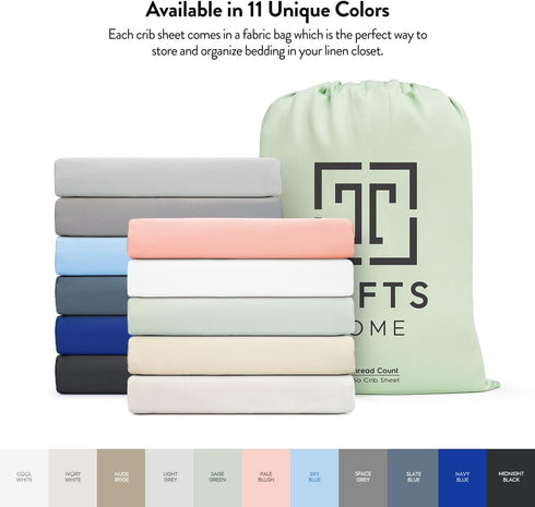 TAFTS 100% Viscose Bamboo Fitted Crib Sheets, Girls, Boys & Unisex, 8 Inch Deep Pocket, Standard Crib