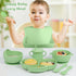 mraisebossup Set 15 Silicone Baby Feeding PcsBaby Spoons Suction Bowl Divided Plate Bib Cup Finger Brush Training