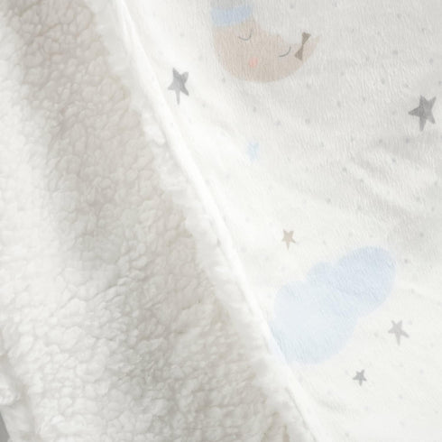 Lush Decor Goodnight Little Moon Soft Sherpa Baby Blanket, 40" x 30", Blue