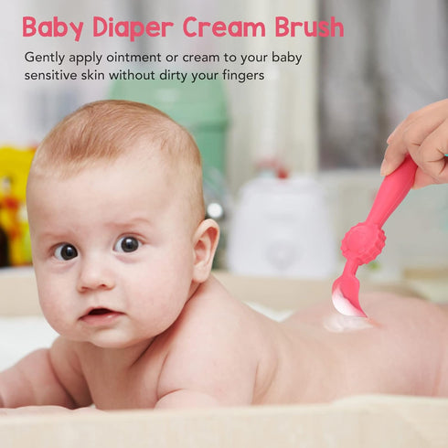 TUORE 5.9in Diaper Cream Spatula, Baby Diaper Cream Brush Suction Cup Base Height Gently Apply Silicone for Home Use