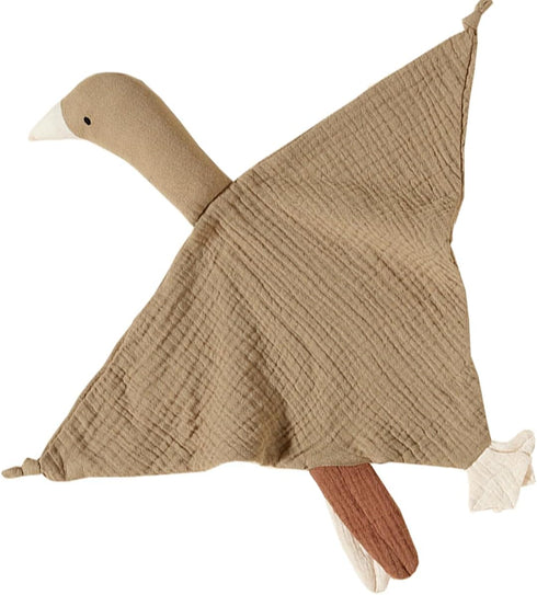 Organic Cotton Security Blanket for Baby Boys and Girls, Khaki Goose Soft Muslin Cotton Blanket, Breathable