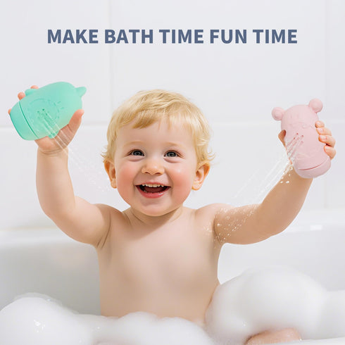 15 Baby Bath Toys for Toddlers, PCS Mold Free Bathtub Water Play Toys with Rainbow Color Floating Boats Spoons