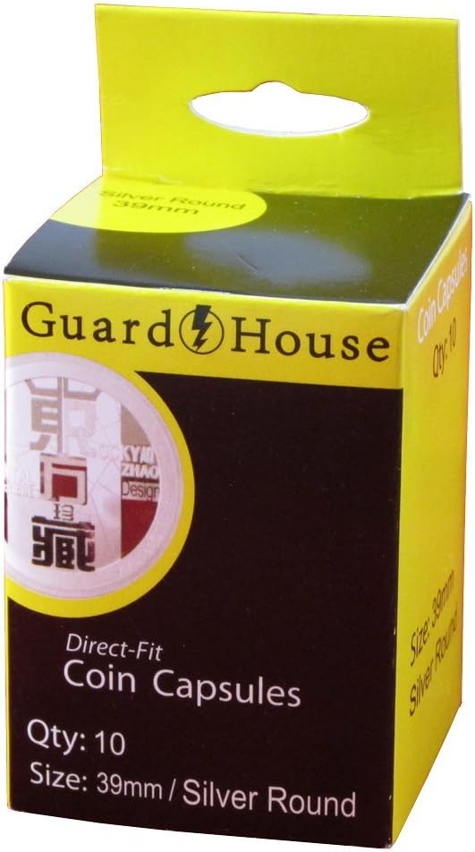 Guardhouse 39mm Direct Fit Coin Capsule for One Ounce Silver and Copper Round, Pack of 10