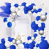 Blue White Silver Balloon Arch Garland Kit, 122pcs Royal Blue White Metallic Silver Balloons for Birthday Engagement