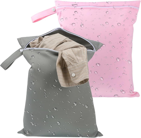 cobee 2Pcs Wet Bags for Baby, Wet Dry Bags, Waterproof Laundry Bag Cloth