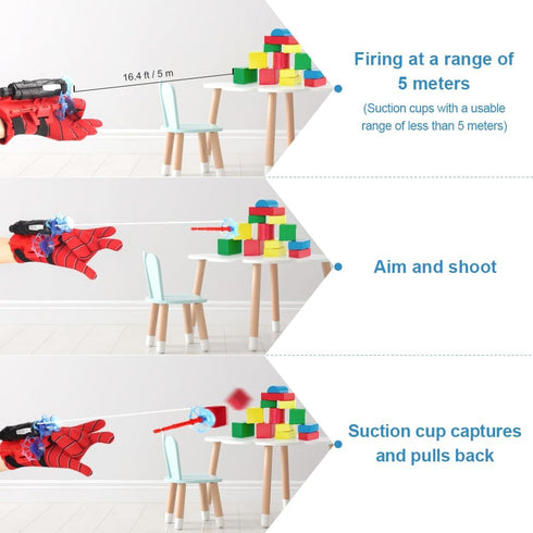 Spider Web Shooter, Superheroes Wrist Launcher Toy, Funny Educational Toys, Spider Gloves Man Cosplay Gift (Red)