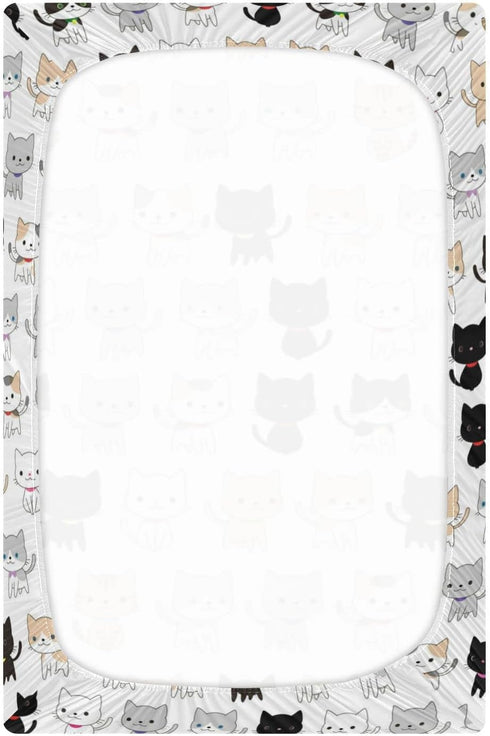 Cozy 28x52 Kigai Cute Cats Crib Sheet for Boys and Girls Jersey Knit Fitted Crib Sheet Soft Breathable Baby Crib Sheet